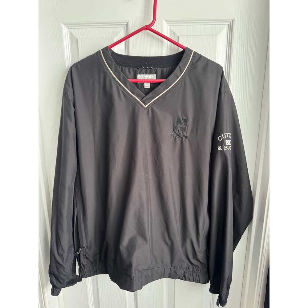 Cutter‎ & Buck CB WeatherTec Men's Large Black Pullover Windbreaker AZ ProBuild